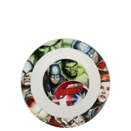 Cuenco Micro Kids Avengers Gallery Disney Baby, con los superhéroes de Marvel como Capitán América, Hulk, y Viuda Negra.