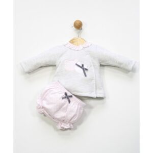 Conjunto 2 piezas bebé Osito: jesusito y cubrepañal de la marca Popys.