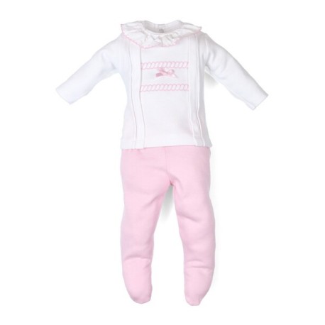 Conjunto bebé polaina cuello volante Babyzone