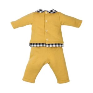 Conjunto 2 piezas bebé niño con camiseta estampada y cubrepañal mostaza.