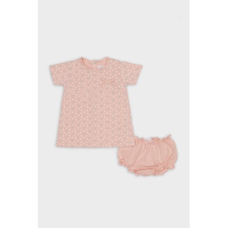 Conjunto recién nacido niña con vestido corto y pantalón a juego, de Street Monkey.