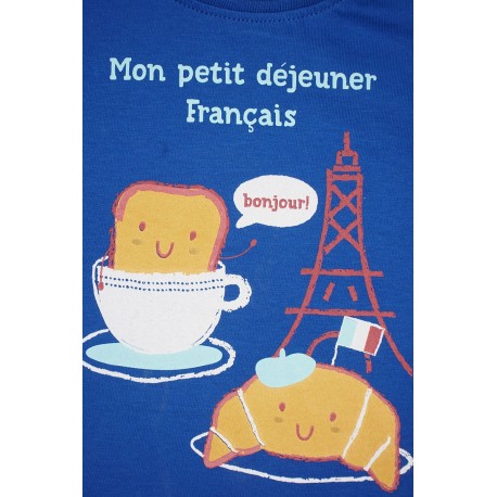 Conjunto corto bebé niño con camiseta azul y pantalón corto verde, de Street Monkey.