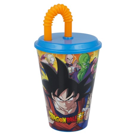 Vaso Caña Easy 430 ML Dragon Ball con diseño de Goku y personajes, caña naranja.