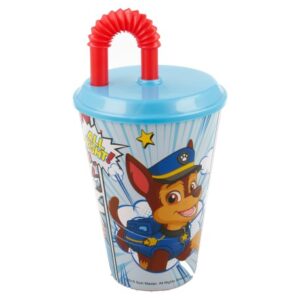 Vaso Caña Easy 430 ML Patrulla Canina Comic con diseño de Chase, caña roja.
