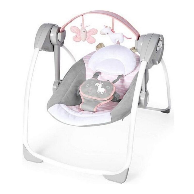 Mecedora Compact Swing Flora Rosa Claro Ingenuity en Babyzone
