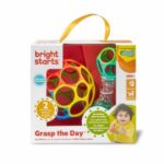 Sonajero Oball Grasp the Day Bright Starts colorido con bolitas de sonido.