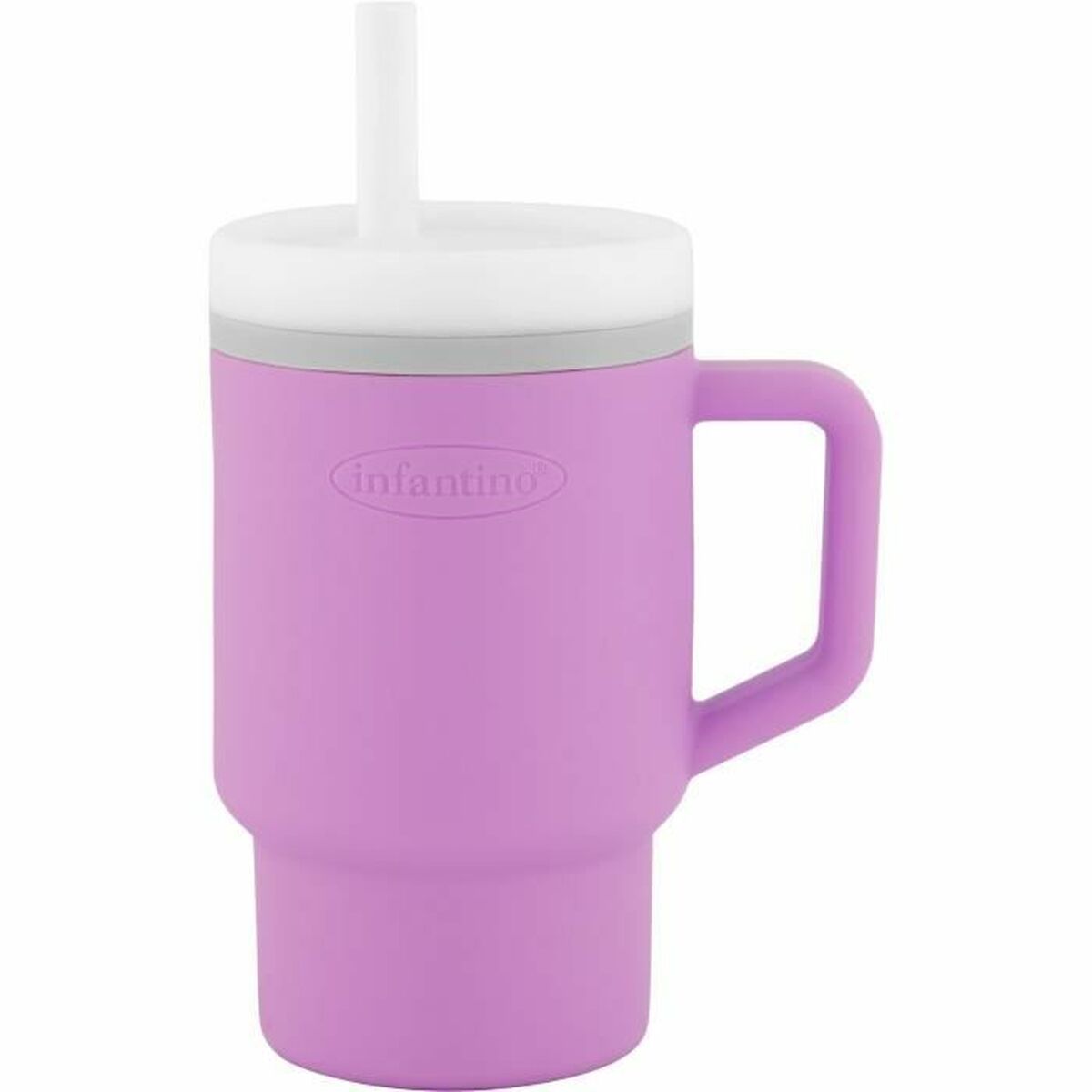 Vaso de aprendizaje Infantino infantil de color rosa con tapa y pajita