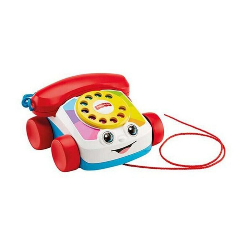 Teléfono de arrastre multicolor Mattel con dial giratorio para bebés de 1 año.