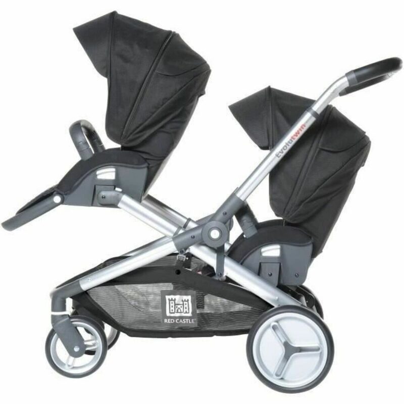 Carro de Paseo para Bebé RED CASTLE Evolutwin Negro con respaldo ajustable y ruedas macizas