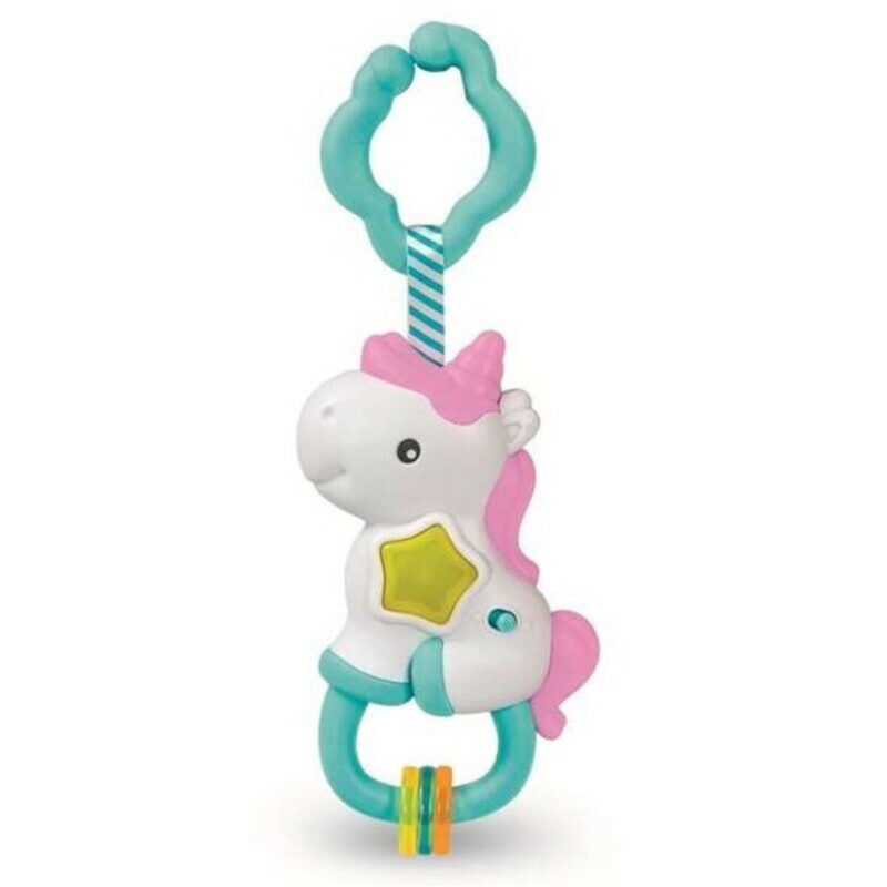 Sonajero Musical Magic Unicorn de Clementoni con asas y colores pastel.
