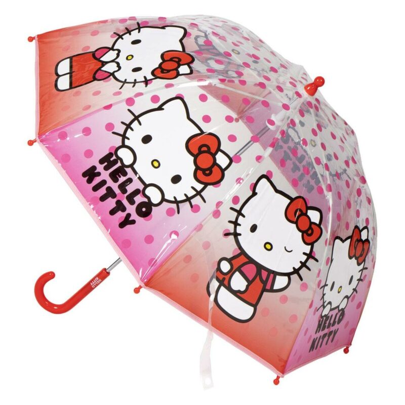 Paraguas Infantil Hello Kitty Rosa con 8 Varillas