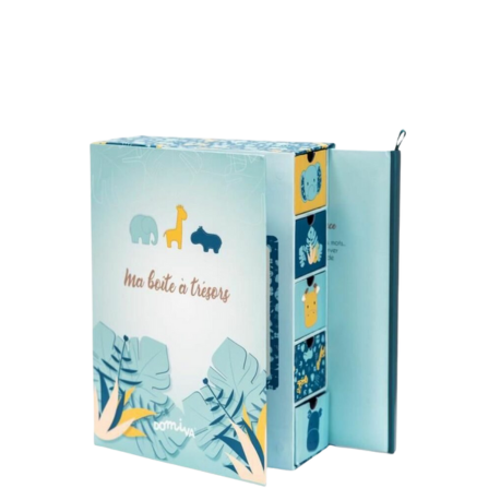 Álbum Domiva Caja de Almacenamiento con diseño de animales y hojas tropicales.