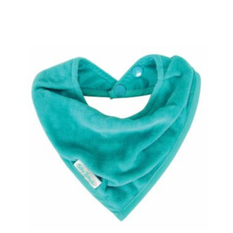Babero BabyZone de algodón en color verde agua, babero tipo bandana con cierre a presión.