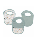 Babero Domiva Celeste Algodón con estampado floral, pack de 3 unidades para bebé.