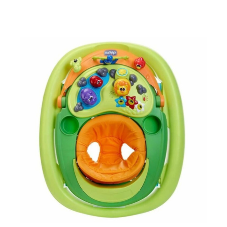 Juguete interactivo Chicco Walky Talky, centro de actividades con asiento y panel de juegos para bebés.