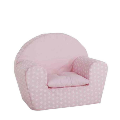 Sillón infantil rosa, sillón pequeño y cómodo con estampado de estrellas, ideal para el descanso del niño.