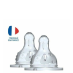 Tetina Dodie 2 unidades para biberón, tetina fisiológica transparente fabricada en Francia para bebé.