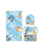 Toalla de baño Bluey azul Disney Baby, toalla infantil con diseño de Bluey y Bingo para el baño o la piscina.