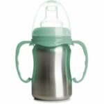Vaso de Aprendizaje ThermoBaby en acero inoxidable con asas ergonómicas.
