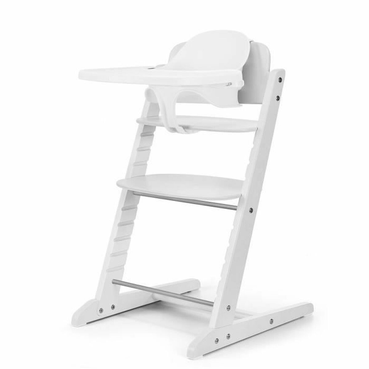 Trona Cybex Blanco de madera ajustable, cómoda y segura para bebés y niños hasta 120 kg.