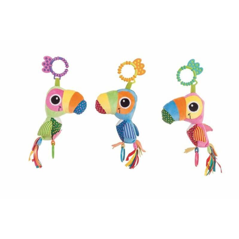 Sonajero multicolor loro 25 cm juguete educativo infantil colores vivos