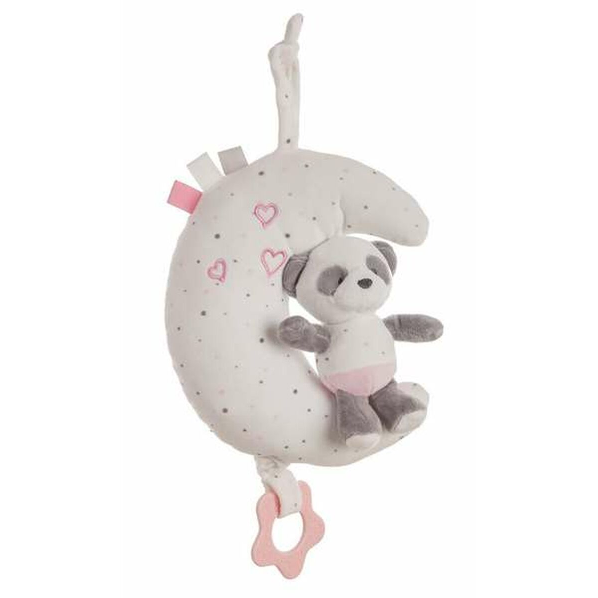 Sonajero musical baby panda luna rosa 25 cm peluche bebé