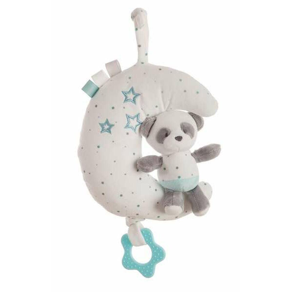 Sonajero musical baby panda azul luna 25 cm peluche bebé