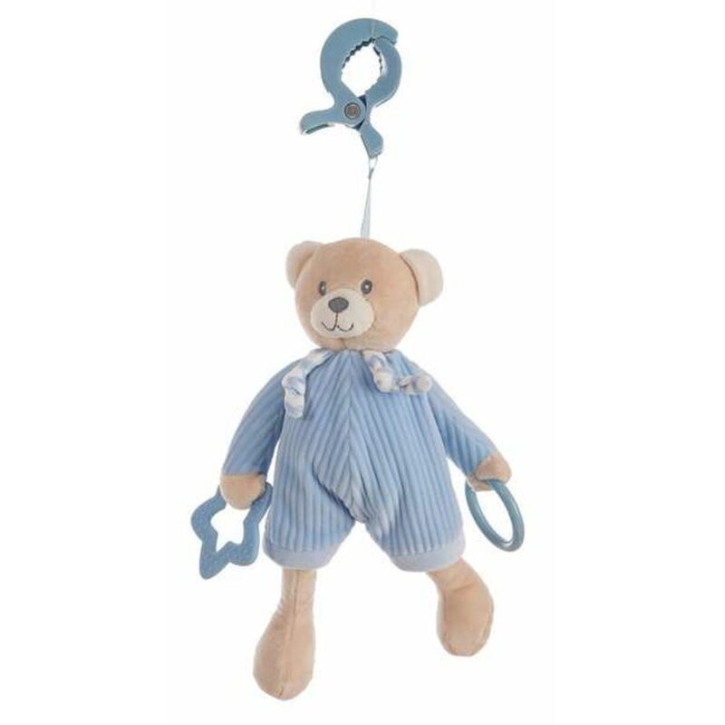 Peluche Sonajero Activity Azul Oso Pinza Terciopelo 26 cm juguete infantil suave