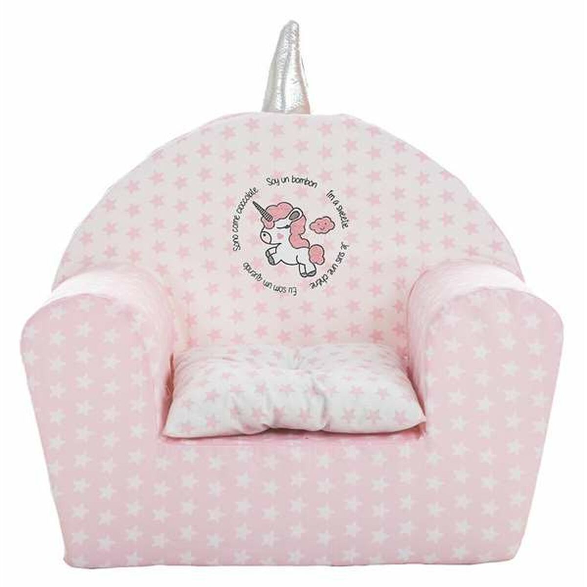 Sillón infantil estrellas unicornio 44x34x53 cm asiento niño