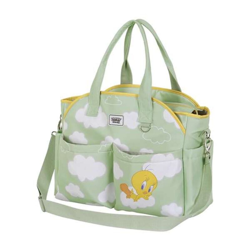 Bolso cambiador de pañales Looney Tunes Tweety verde funcional amplio bebé