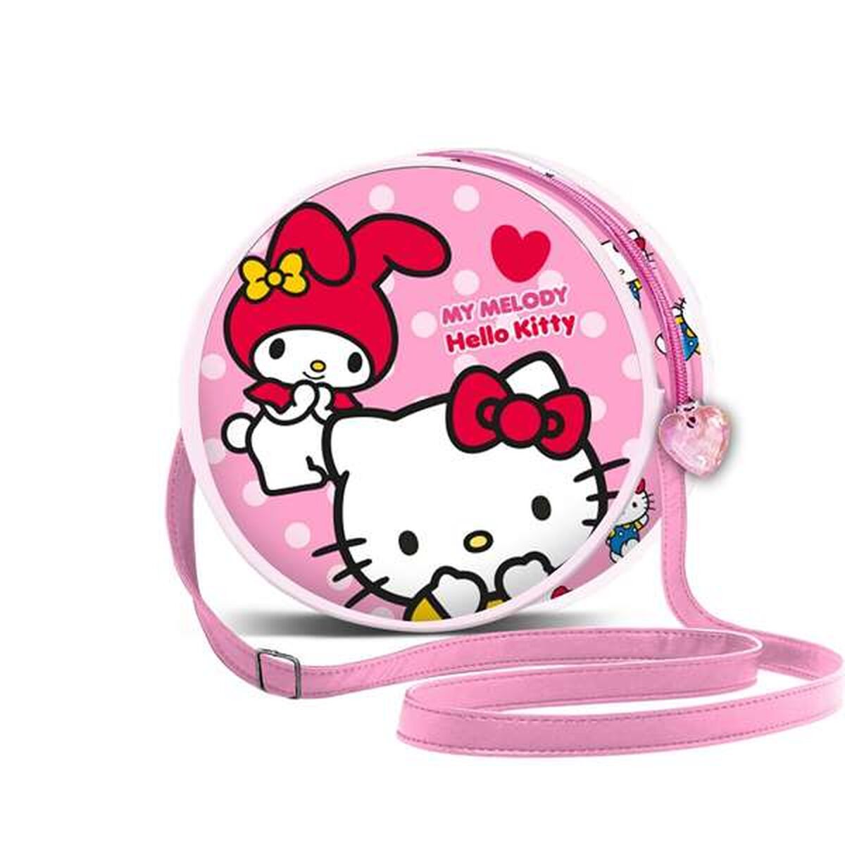 Bolso bandolera Hello Kitty rosa 18,5x18,5x7 cm infantil con cremallera