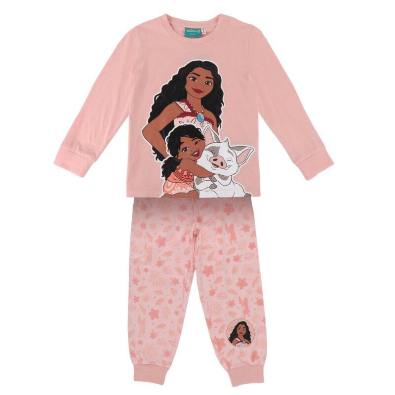 Pijama infantil Vaiana coral invierno algodón poliéster Disney Baby