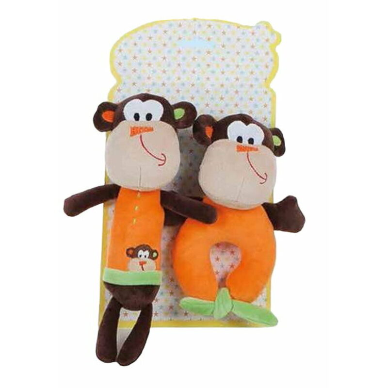 Peluche Sonajero 2 Unidades Mono 18 cm juguete bebé suave educativo pack