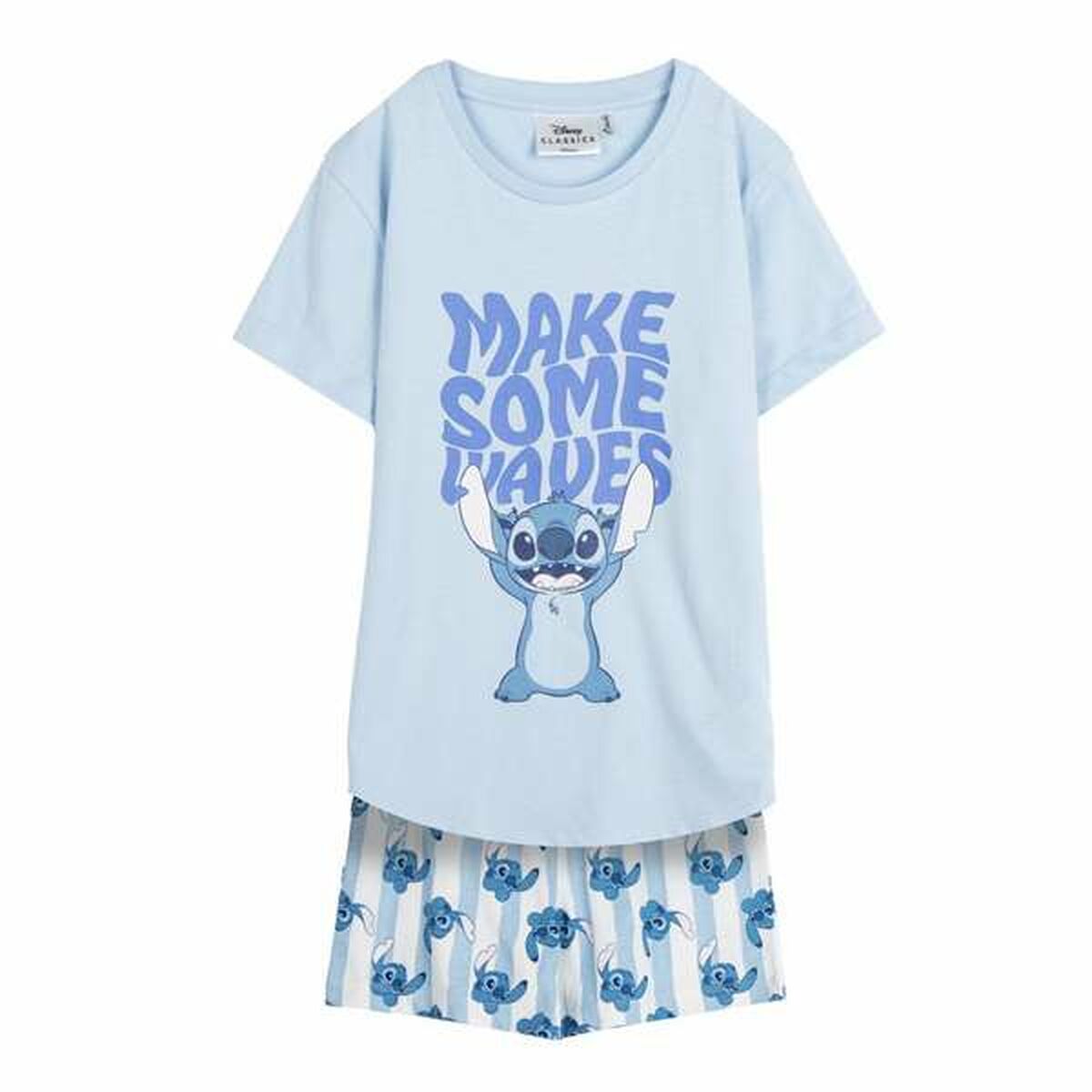 Pijama Infantil Stitch Azul 2 piezas cómodo suave niño