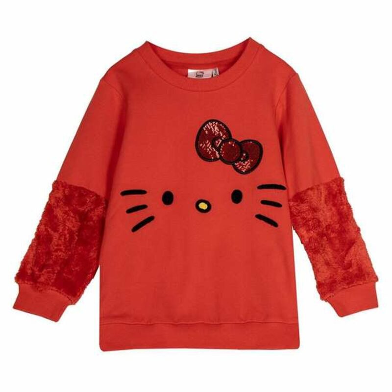 Sudadera sin capucha Hello Kitty roja unisex infantil cómoda suave