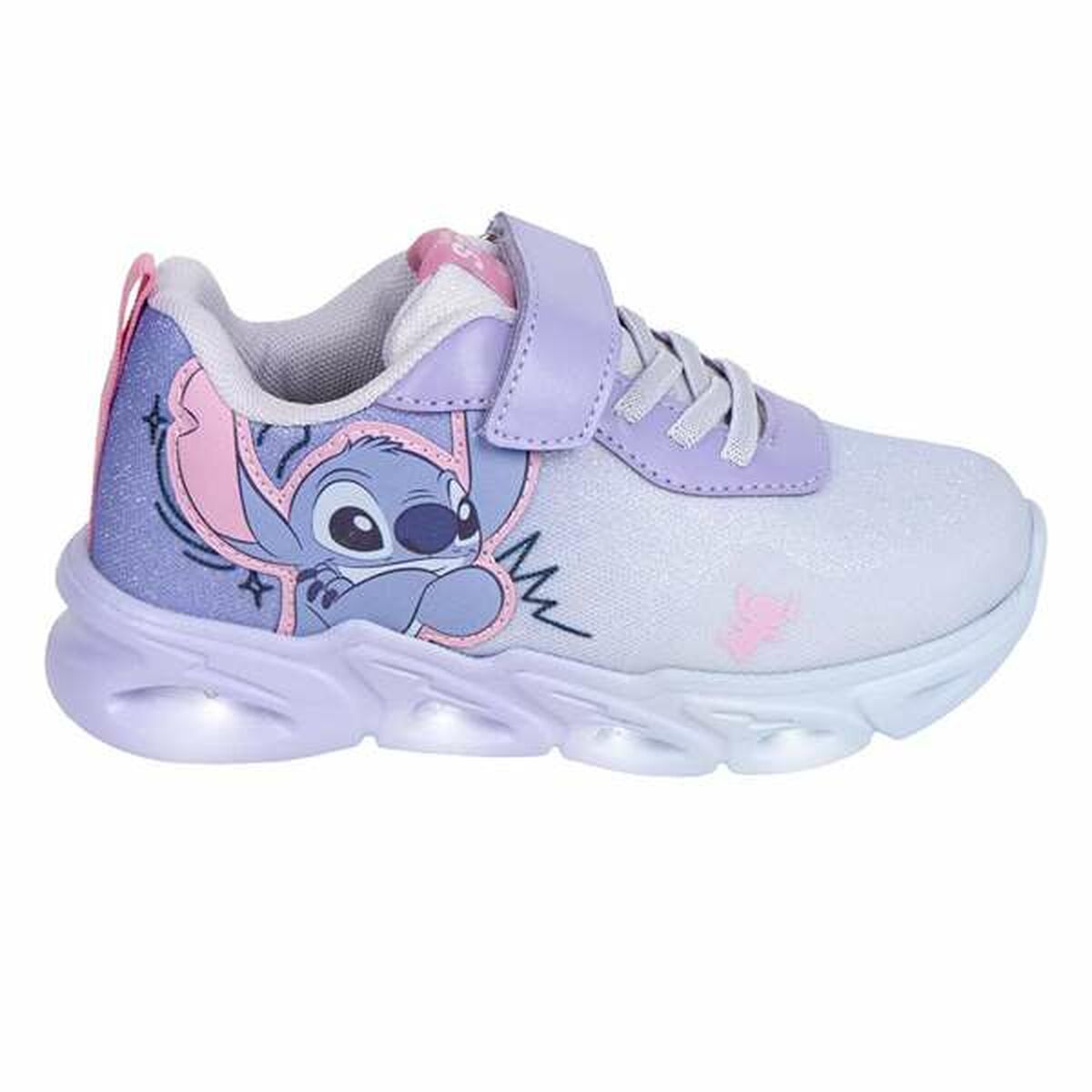 Zapatillas deportivas infantiles Stitch morado con luces cómodas ligeras niños